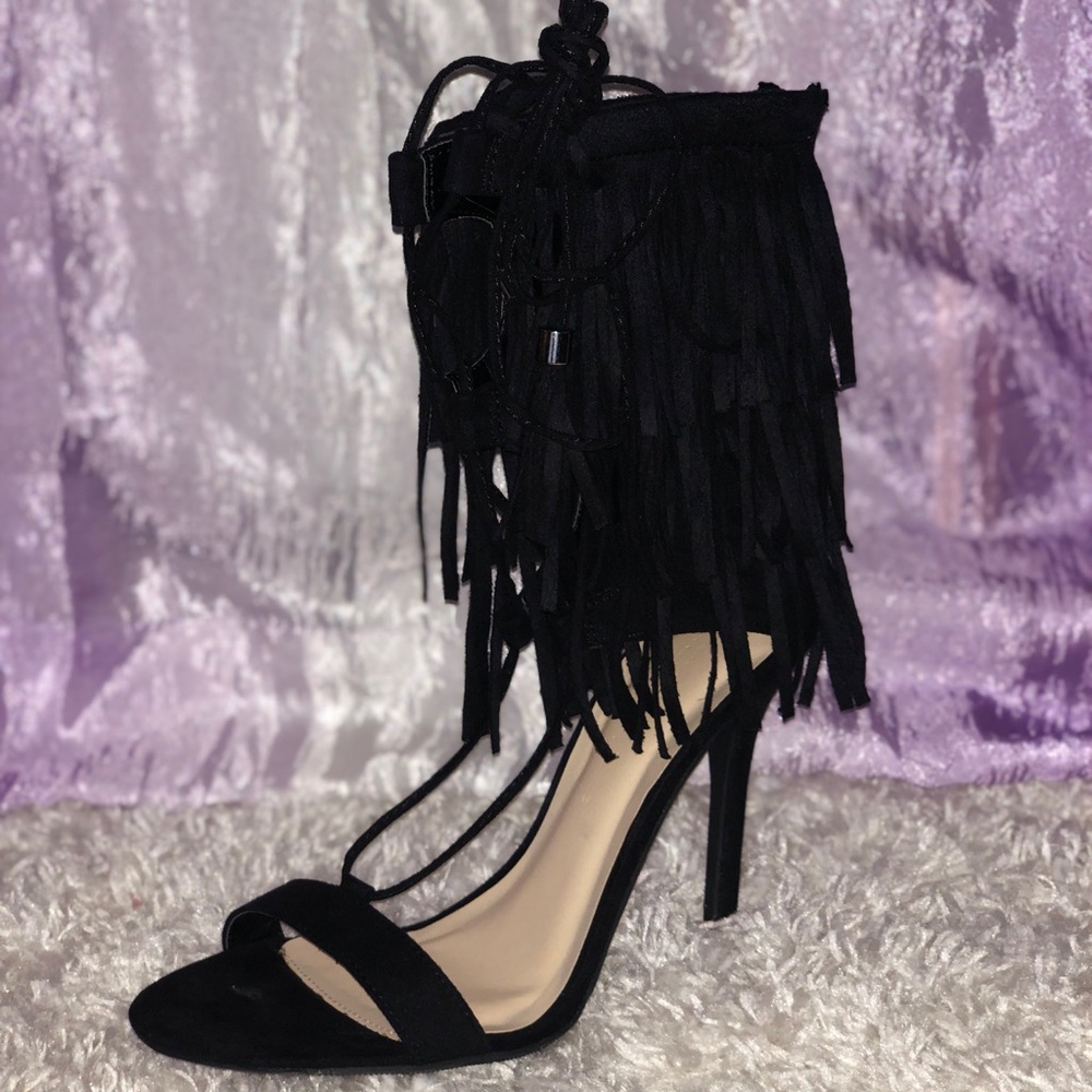 Strappy Fringed Heels